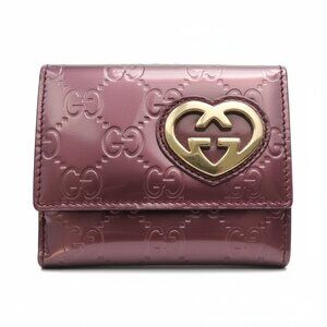 *Gucci Guccissima Shine Heart Patent Wallet – Bordeaux / Wine Red